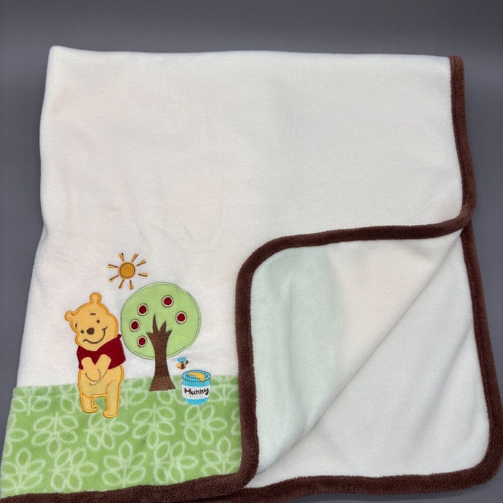 Winnie The Pooh Baby Blanket Disney 30x40 Embroidered Fleece Crib Nursery Throw